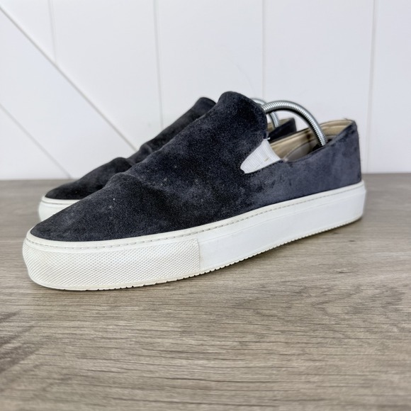 Opie Way Indigo Blue Suede Lo Top Slip On Sneakers Mens Size 10 Handmade In USA - Picture 4 of 9